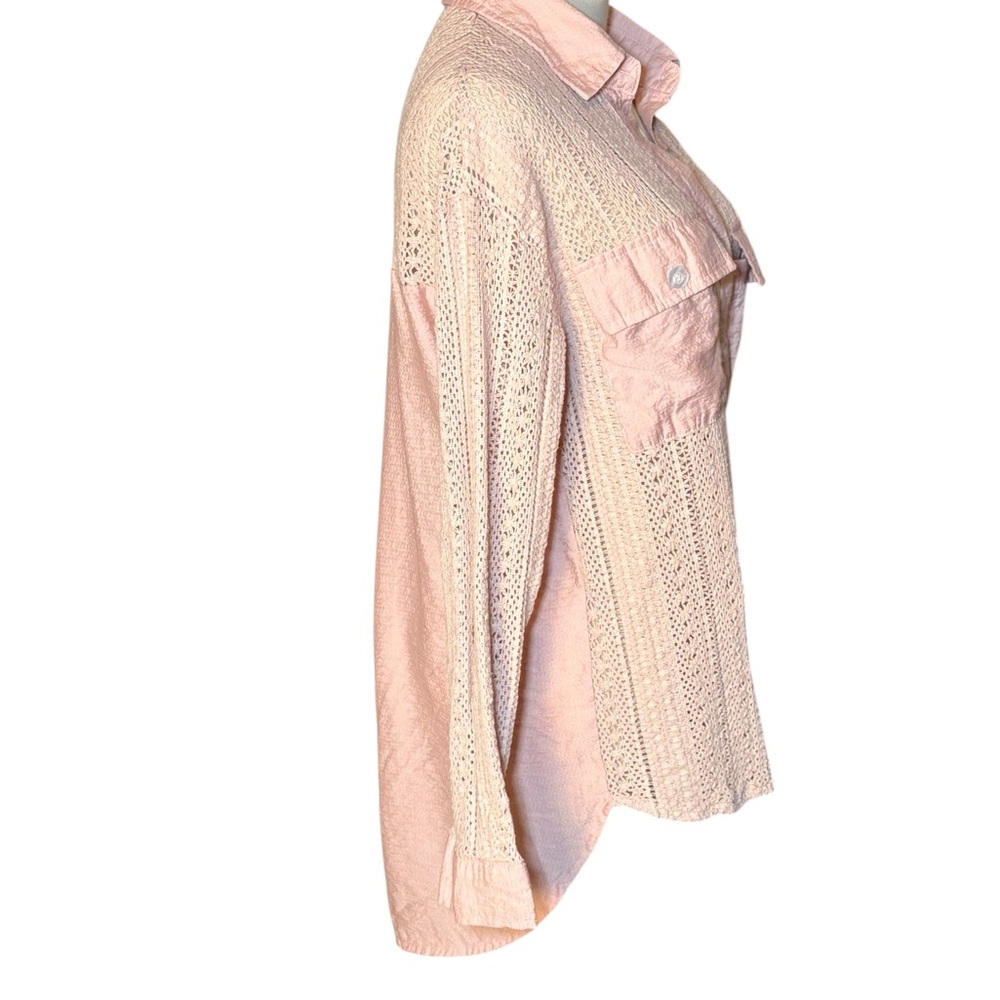 Southern Grace Light Pink Lace Button-Down Shirt S Romantic - Picture 3 of 8